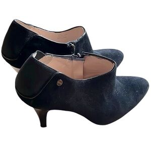 CALVIN KLEIN JORDAN SUEDE HEELED ANKLE BOOTIES BLACK SIZE 8.5